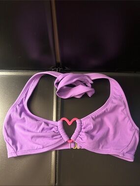 Purple Heart Cutout Ribbed Bikini Top & Bottoms